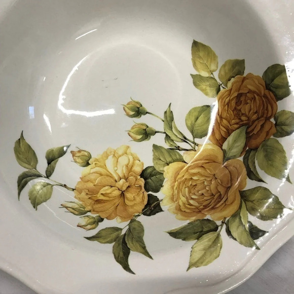Tiffani Basic Made in Italy Yellow Gold Rose Dinner‎ Bowl 10” Set of 2 EUC - Picture 4 of 7